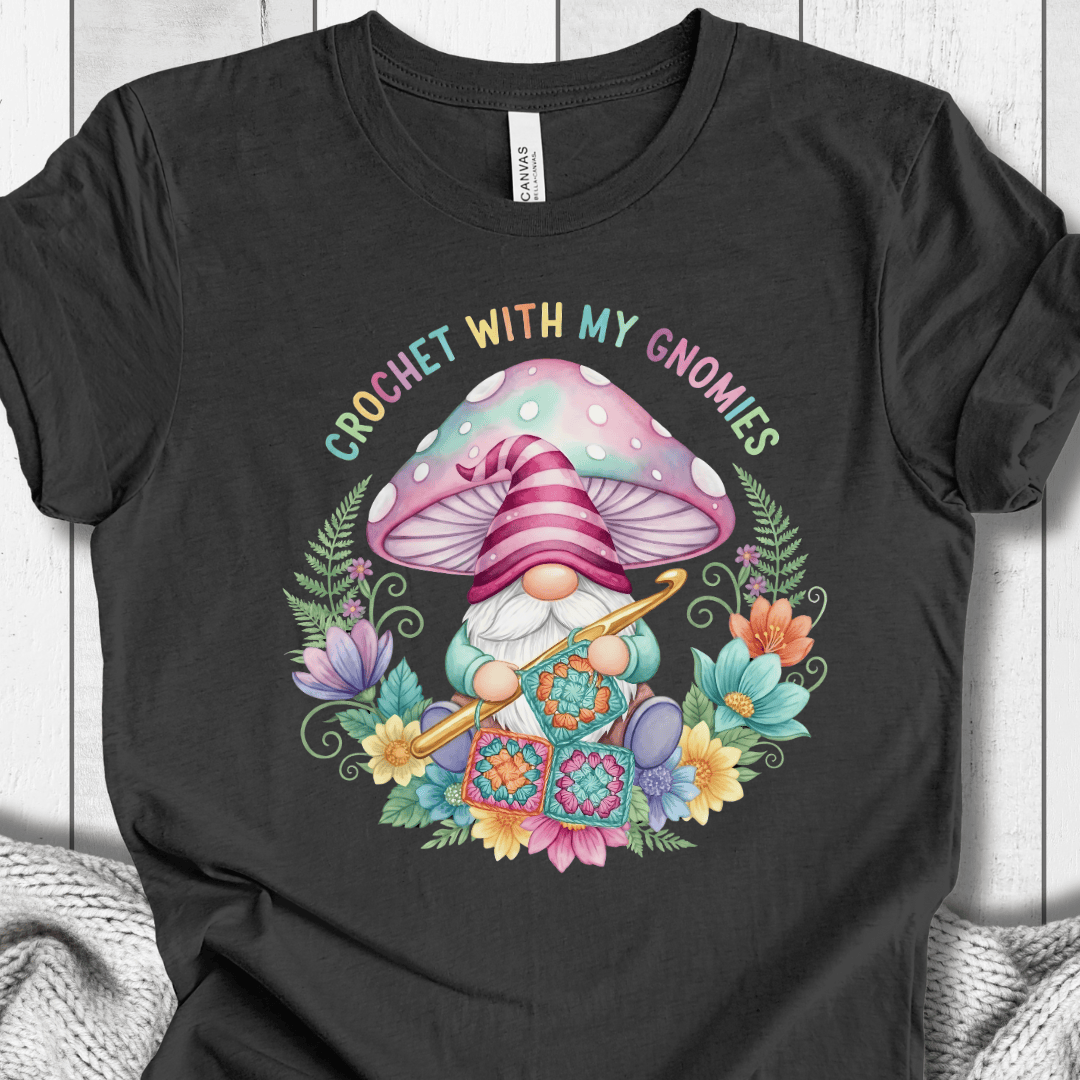 Crochet With My Gnomies T-Shirt Dark Grey / XS