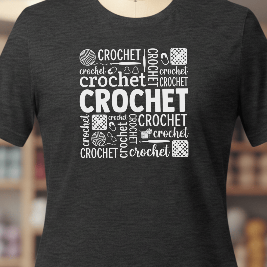 Crochet Word T-Shirt Dark Grey / XS