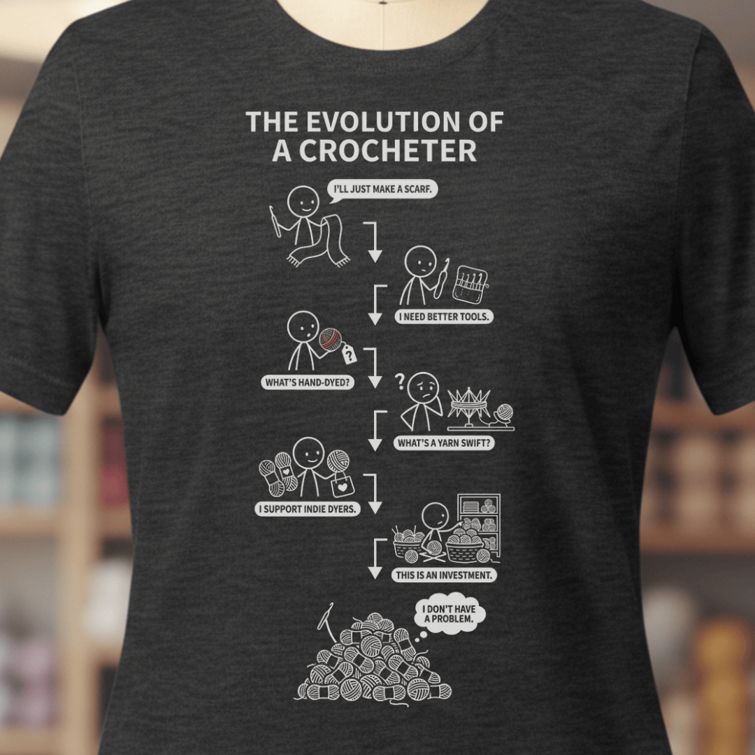 Evolution of A Crocheter T-Shirt Dark Grey / XS