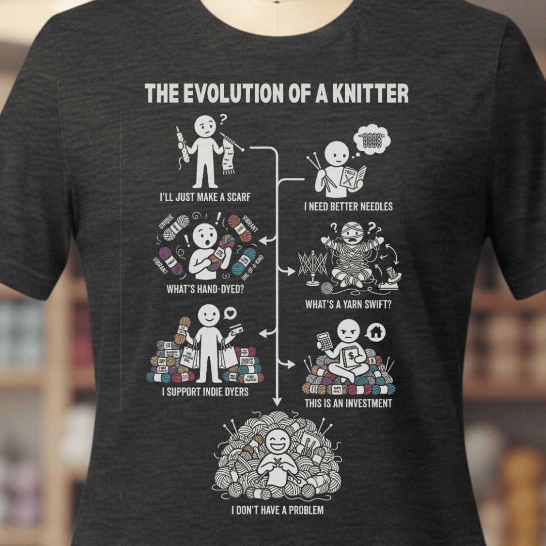 Evolution of A Knitter T-Shirt Dark Grey / XS