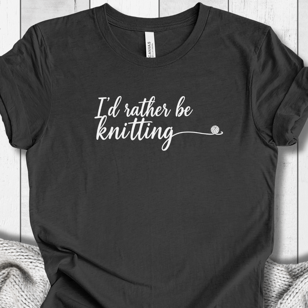 I'd Rather Be Knitting T-Shirt Dark Grey / XS