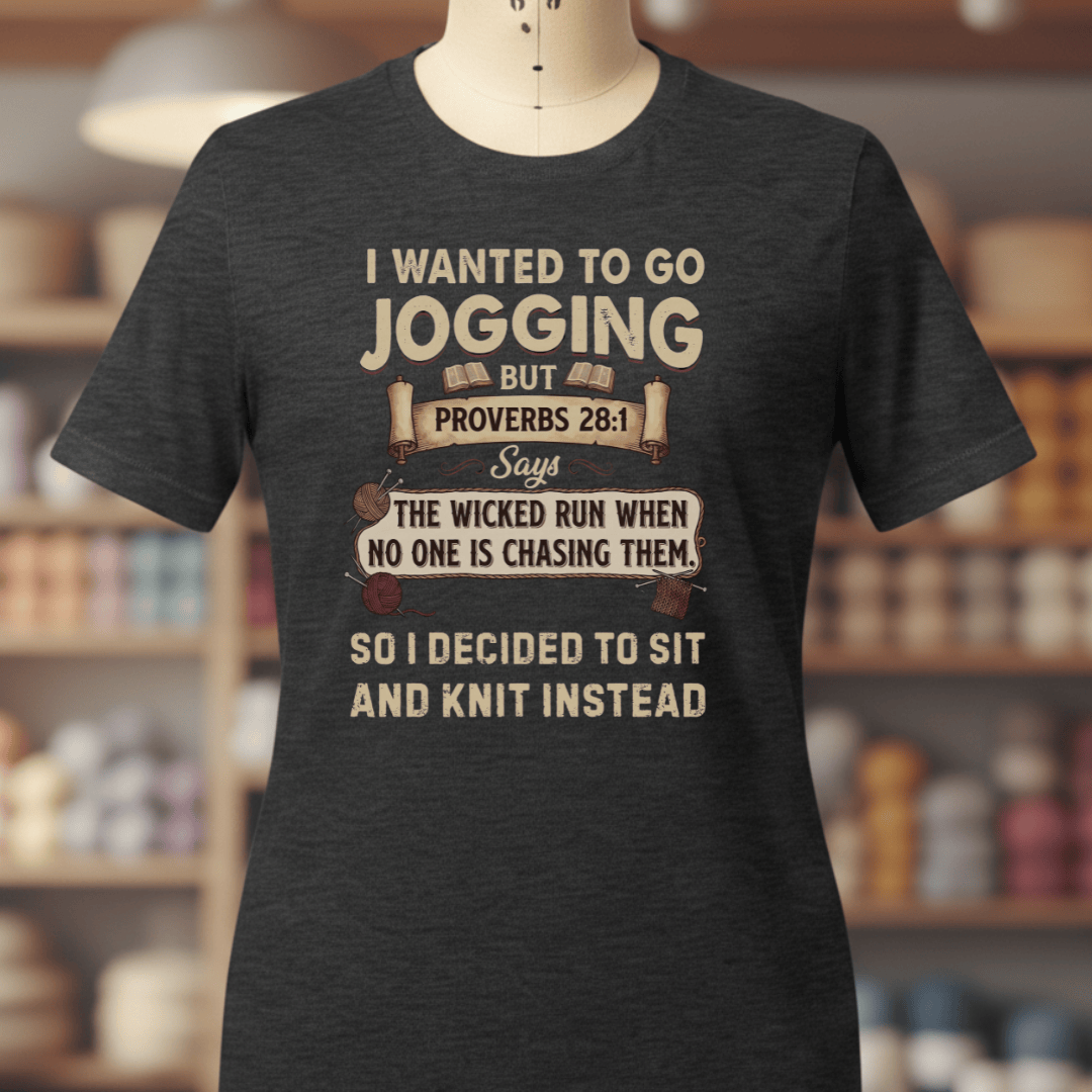 Jogging Proverb 28:1 T-Shirt Dark Grey / XS