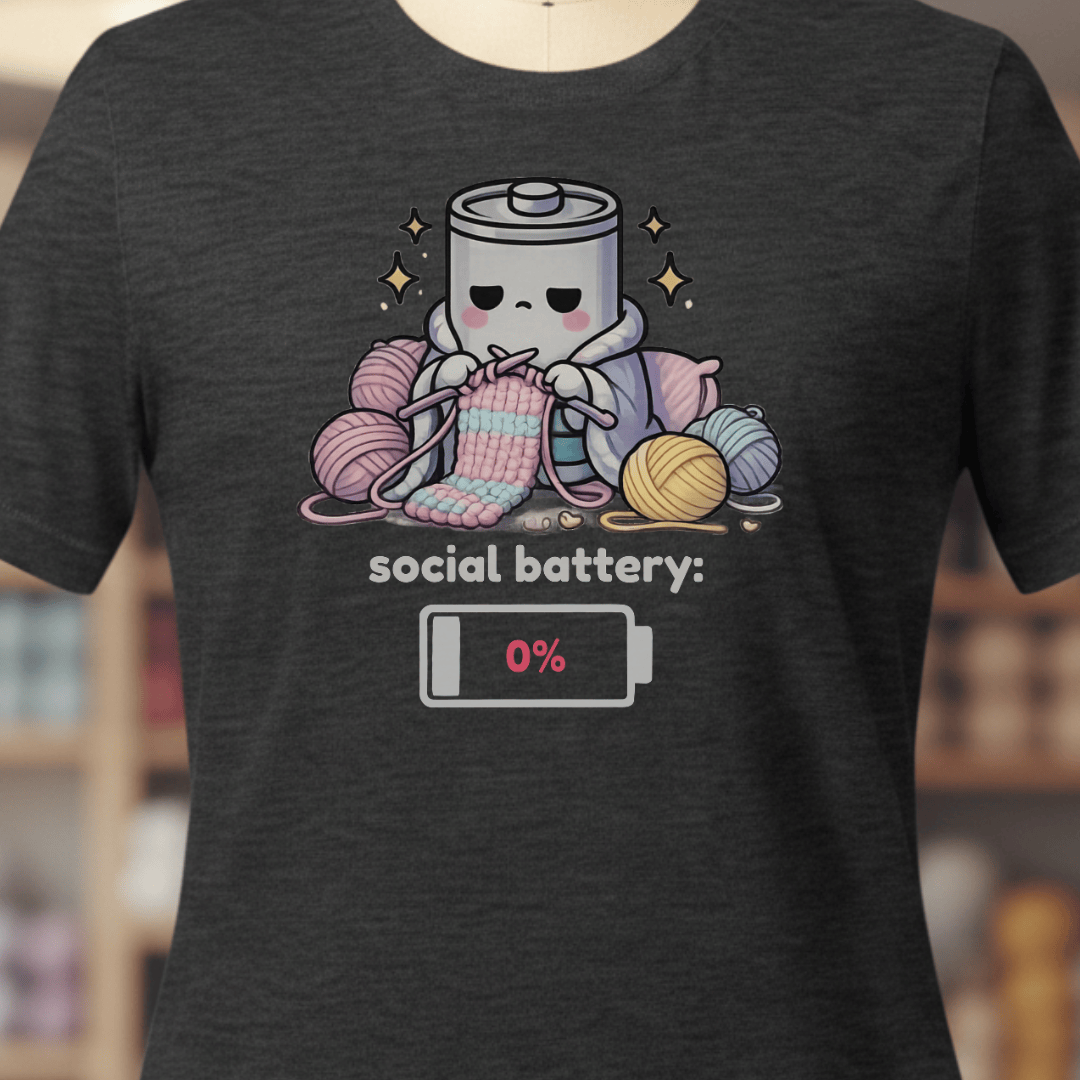 Social Battery Knitting T-Shirt Dark Grey / XS