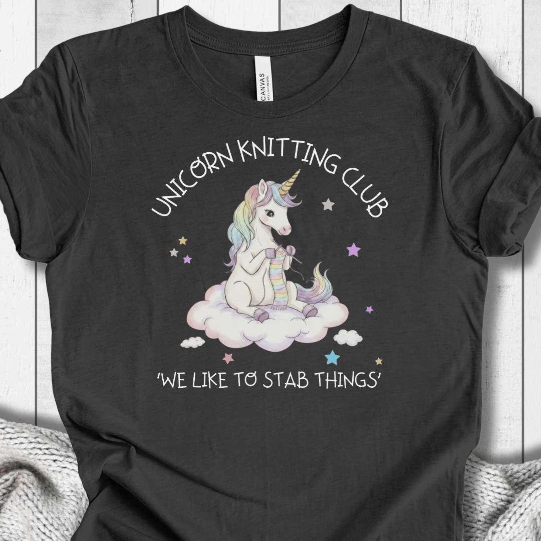Unicorn Knitting Club T-Shirt Dark Grey / XS