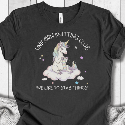 Unicorn Knitting Club T-Shirt Dark Grey / XS