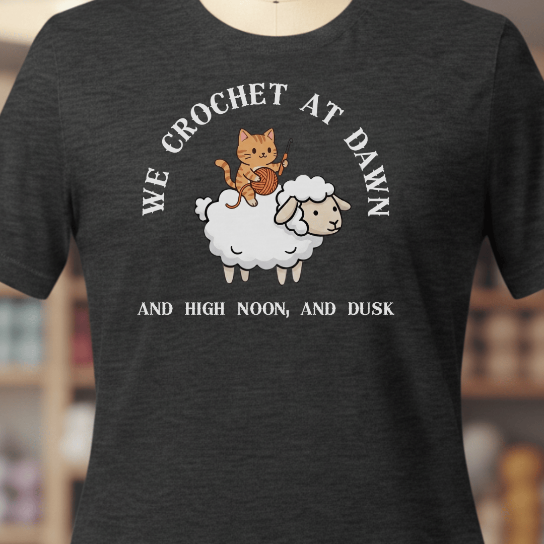 We Crochet At Dawn T-Shirt Dark Grey / XS