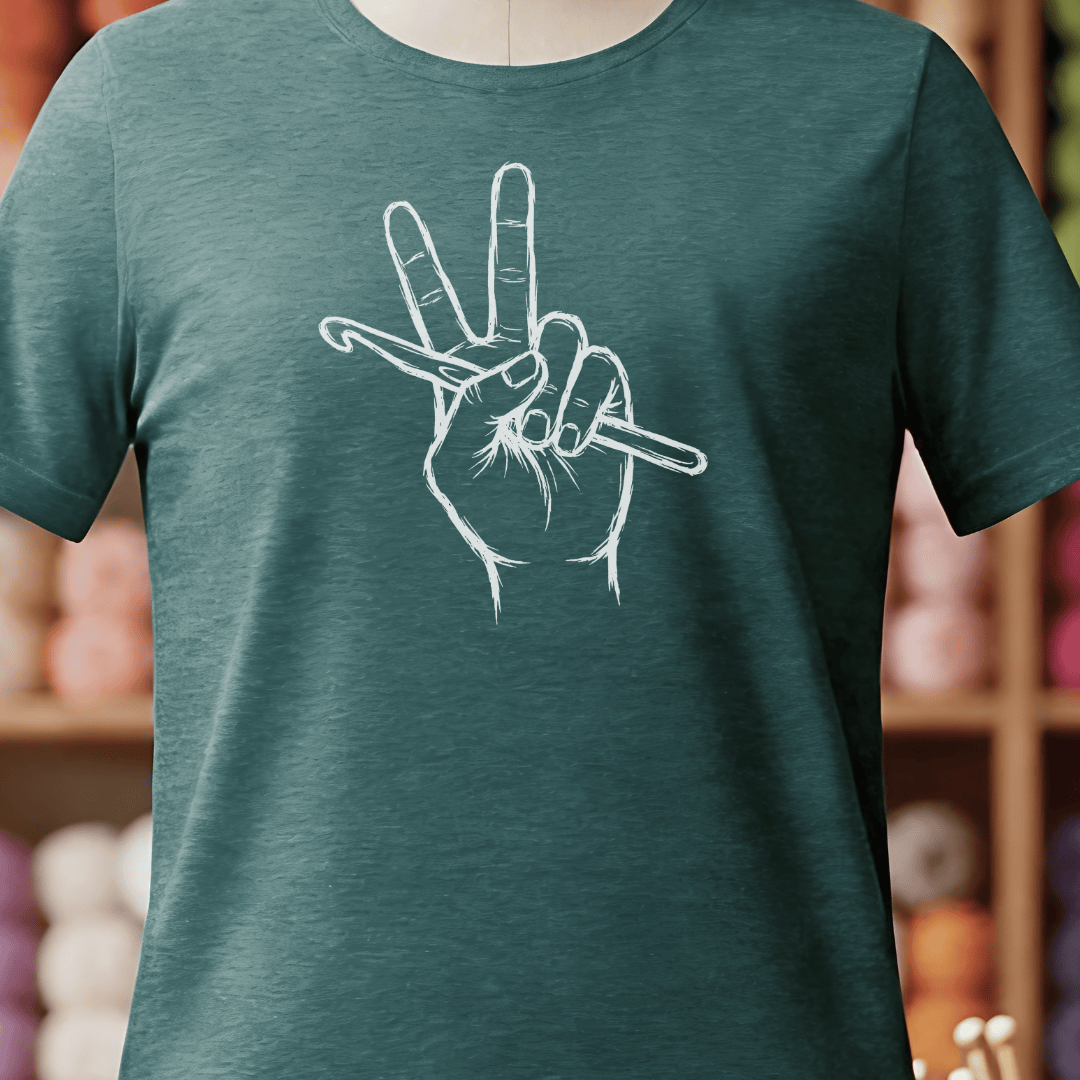 Crochet For Peace T-Shirt Deep Teal / S