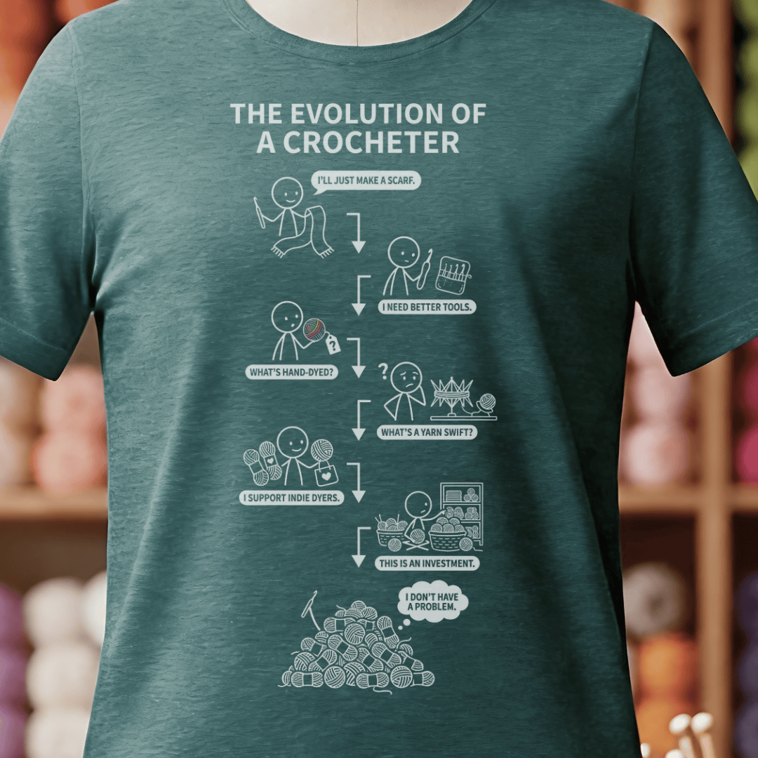 Evolution of A Crocheter T-Shirt Deep Teal / S