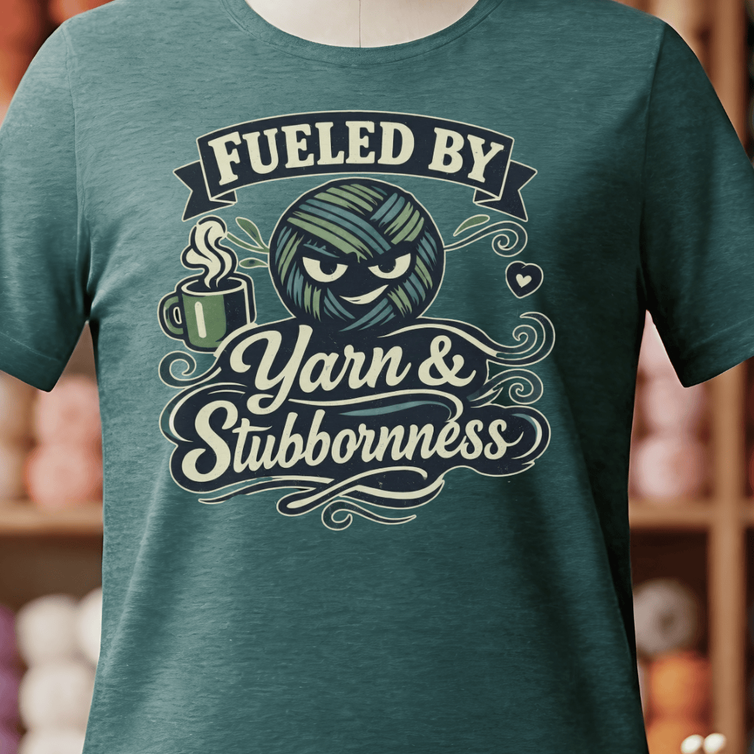 Fueled By Yarn & Stubbornness T-Shirt Deep Teal / S