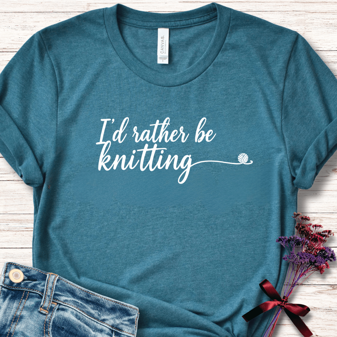 I'd Rather Be Knitting T-Shirt Deep Teal / S