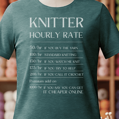Knitter Hourly Rate T-Shirt Deep Teal / S