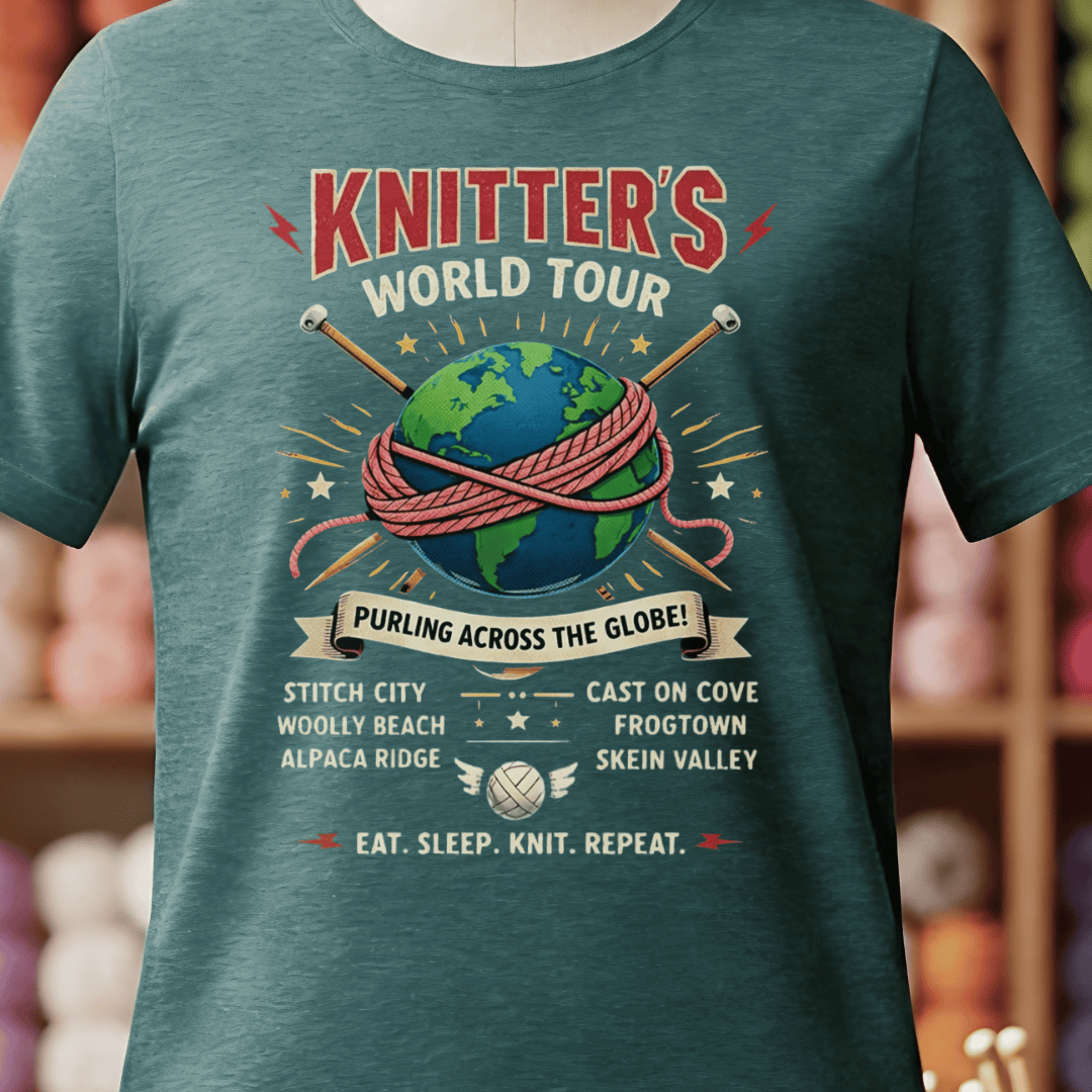 Knitters World Tour T-Shirt Deep Teal / S