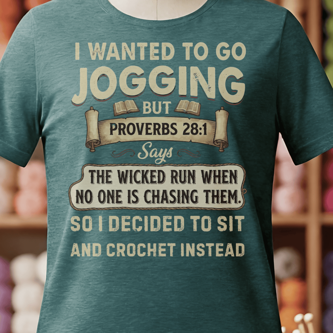 Proverb 28:1 (Crochet) T-Shirt Deep Teal / S