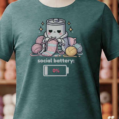 Social Battery Knitting T-Shirt Deep Teal / S