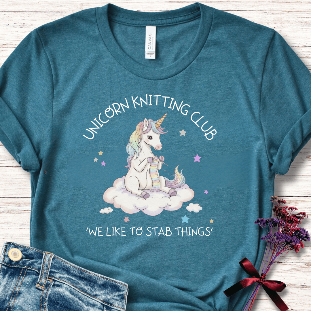 Unicorn Knitting Club T-Shirt Deep Teal / S