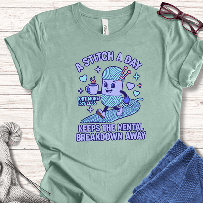 A Stitch A Day T-Shirt Heather Prism Dusty Blue / XS