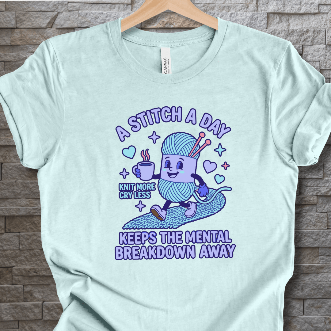 A Stitch A Day T-Shirt Heather Prism Ice Blue / XS