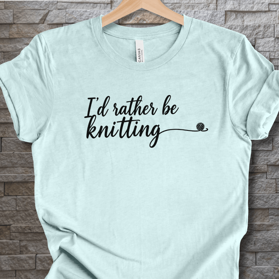 I'd Rather Be Knitting T-Shirt Ice Blue / XS