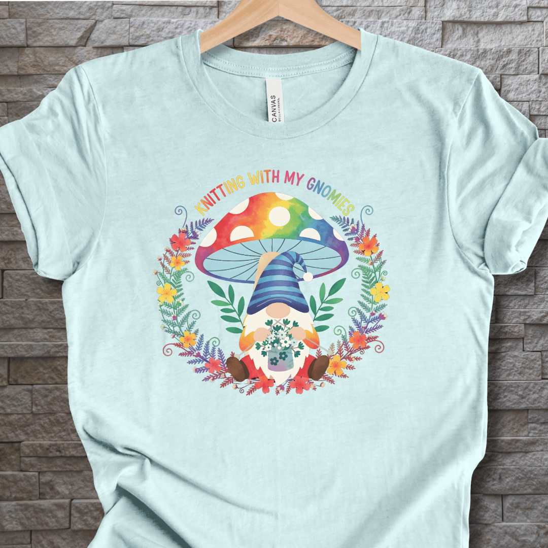 Knitting With My Gnomies T-Shirt Ice Blue / XS