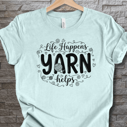 Life Happens, Yarn Helps T-Shirt Ice Blue / XS