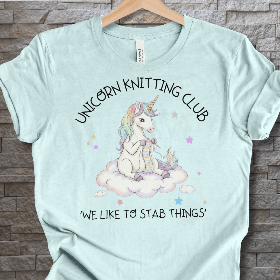 Unicorn Knitting Club T-Shirt Ice Blue / XS