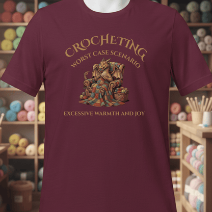Crocheting Scenario T-Shirt Maroon / S