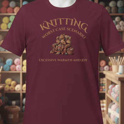 Knitting Scenario T-Shirt Maroon / S