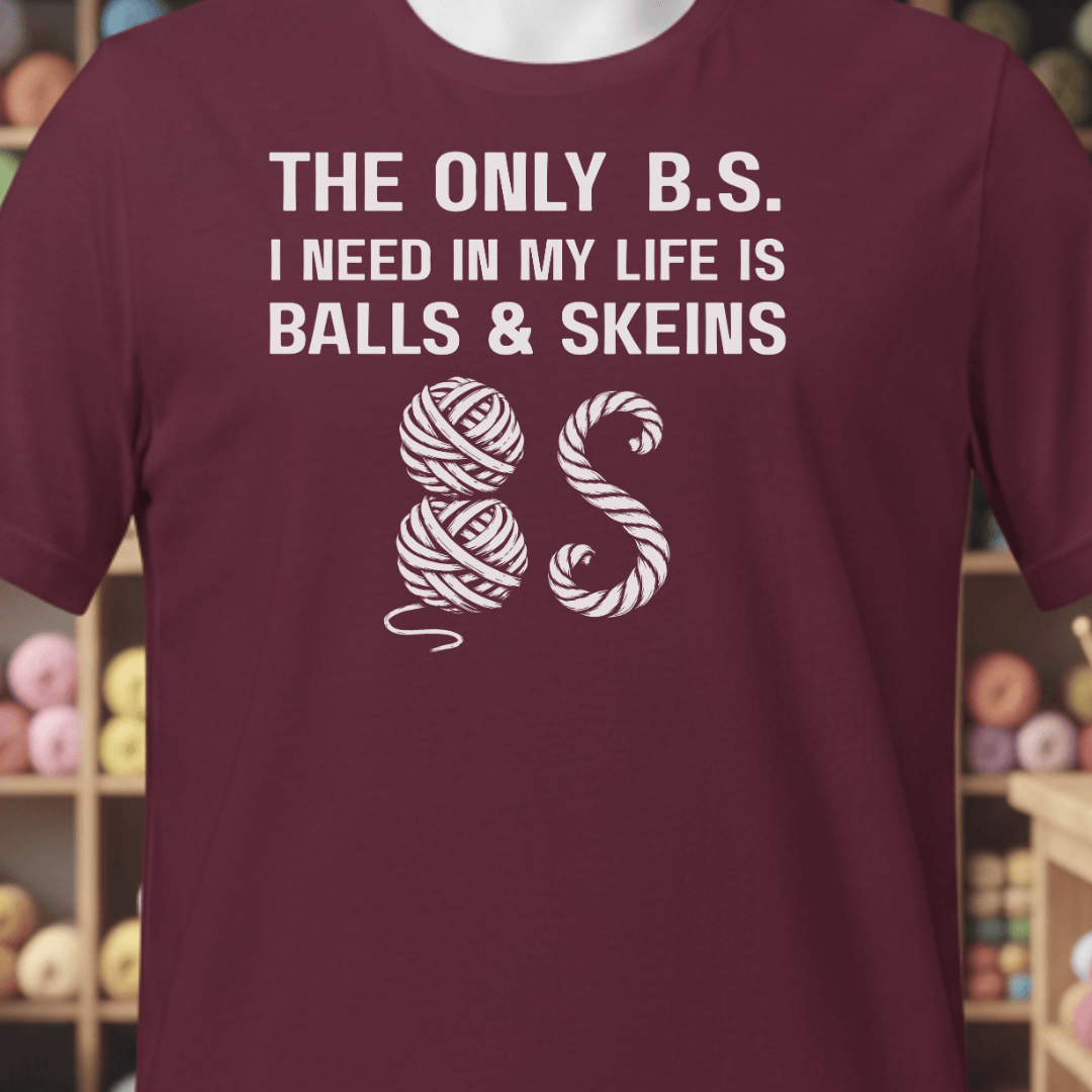 Balls and Skeins T-Shirt Maroon / XS