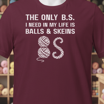 Balls and Skeins T-Shirt Maroon / XS