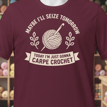 Carpe Crochet T-Shirt Maroon / XS