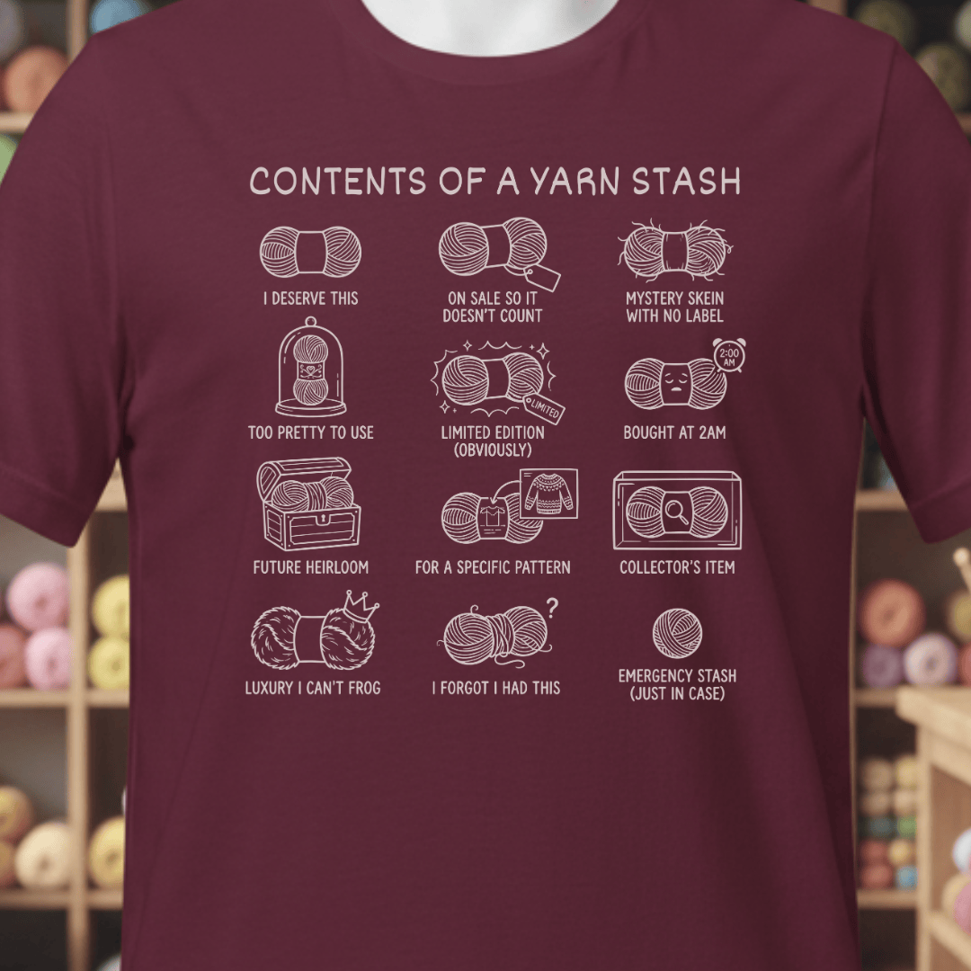 Contents of A Stash T-Shirt Maroon / XS