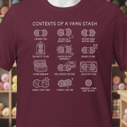 Contents of A Stash T-Shirt Maroon / XS