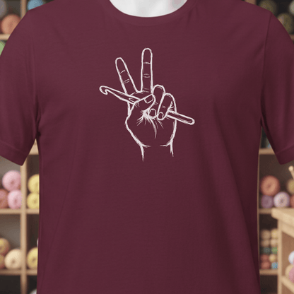 Crochet For Peace T-Shirt Maroon / XS