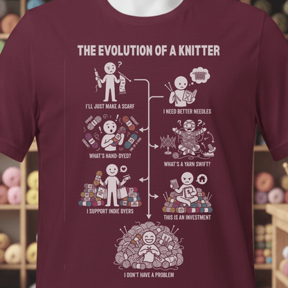 Evolution of A Knitter T-Shirt Maroon / XS