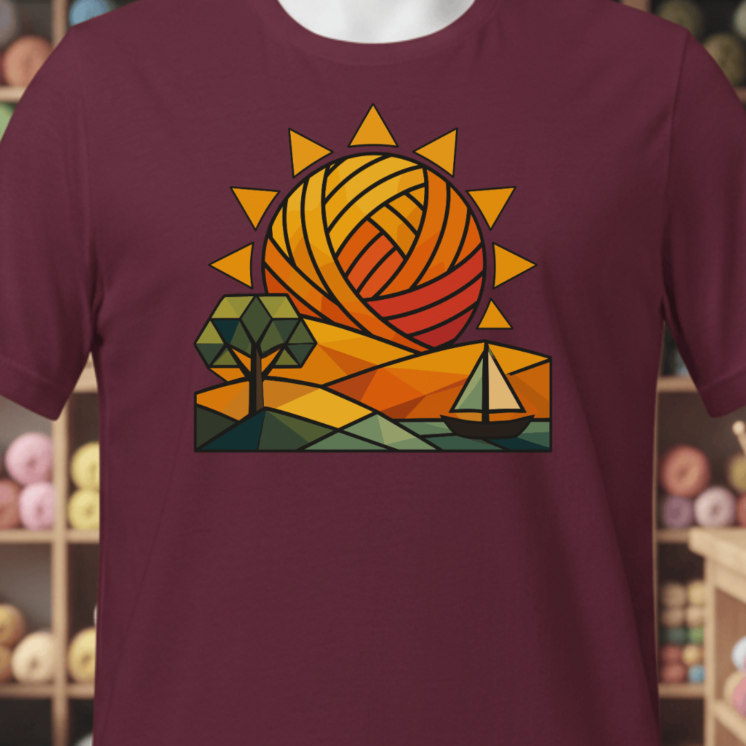 GeoSunrise T-Shirt Maroon / XS