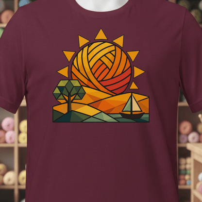 GeoSunrise T-Shirt Maroon / XS