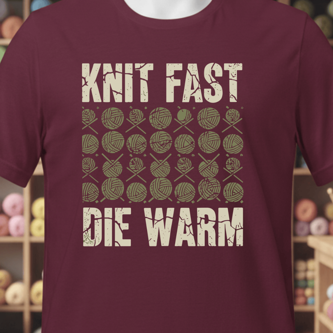 Knit Fast Die Warm T-Shirt Maroon / XS