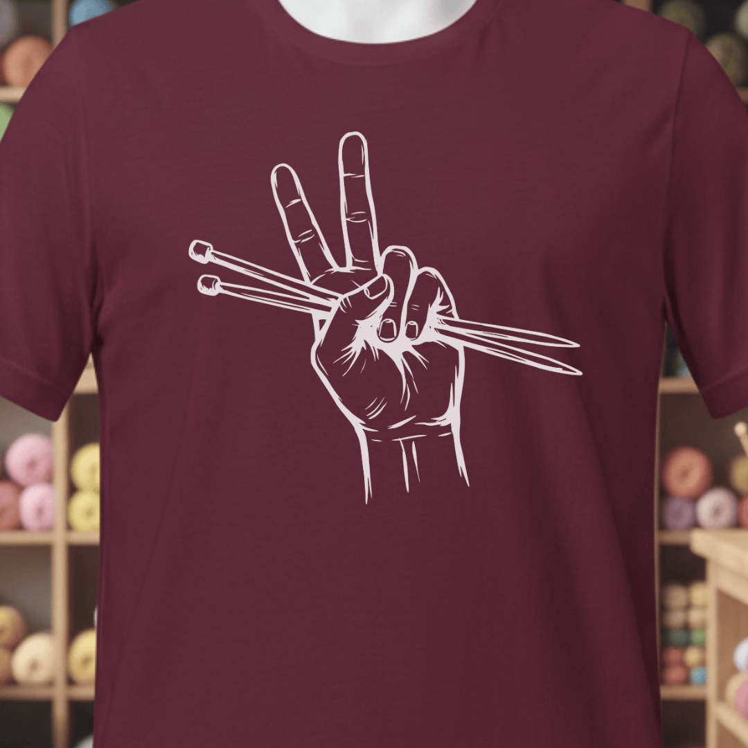 Knit For Peace T-Shirt Maroon / XS