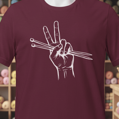 Knit For Peace T-Shirt Maroon / XS