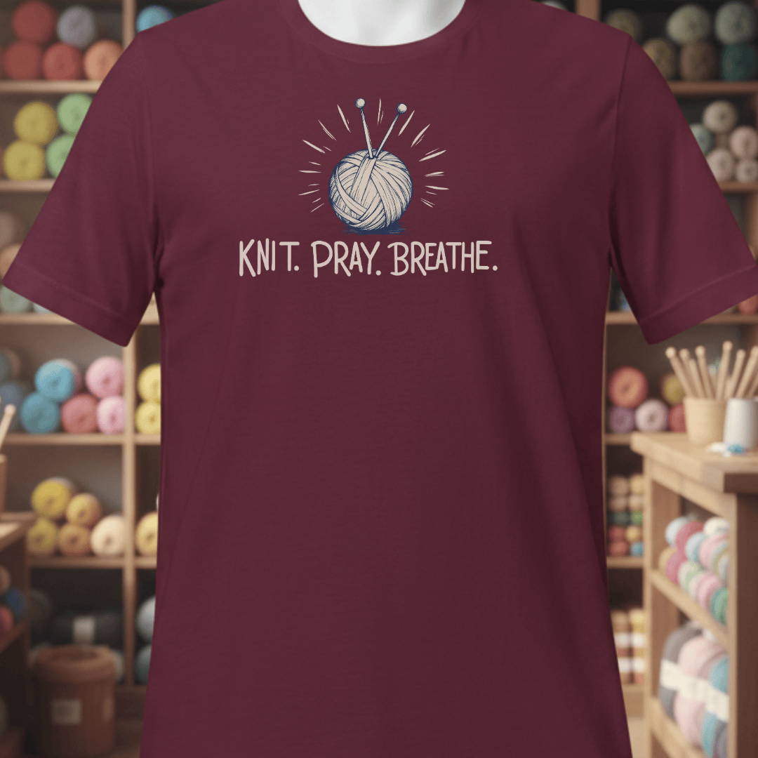 Knit Pray Breathe T-Shirt Maroon / XS