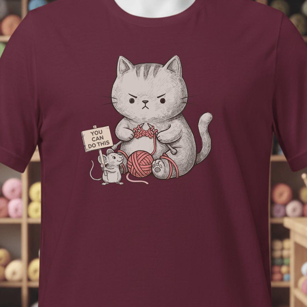 Knitter Support Mouse T-Shirt Maroon / XS