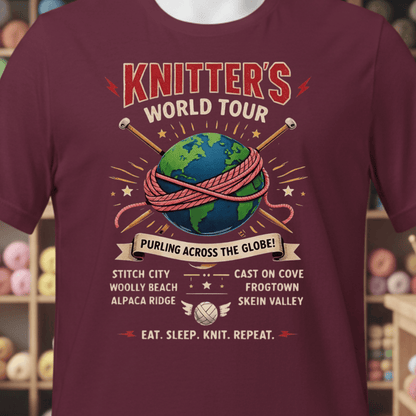 Knitters World Tour T-Shirt Maroon / XS