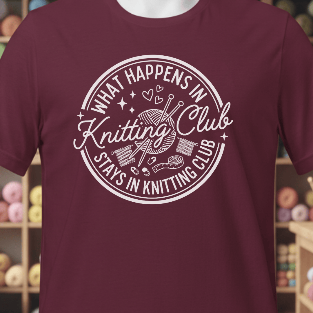 Knitting Club T-Shirt Maroon / XS