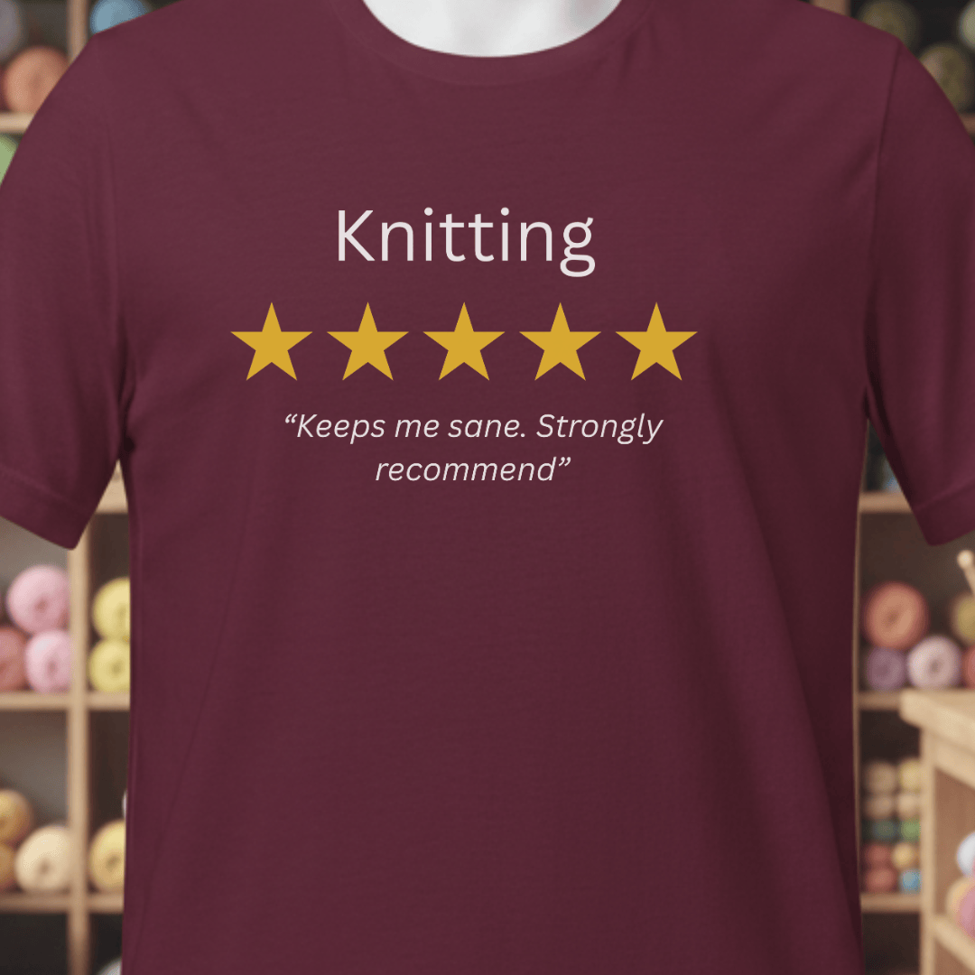 Knitting Review T-Shirt Maroon / XS