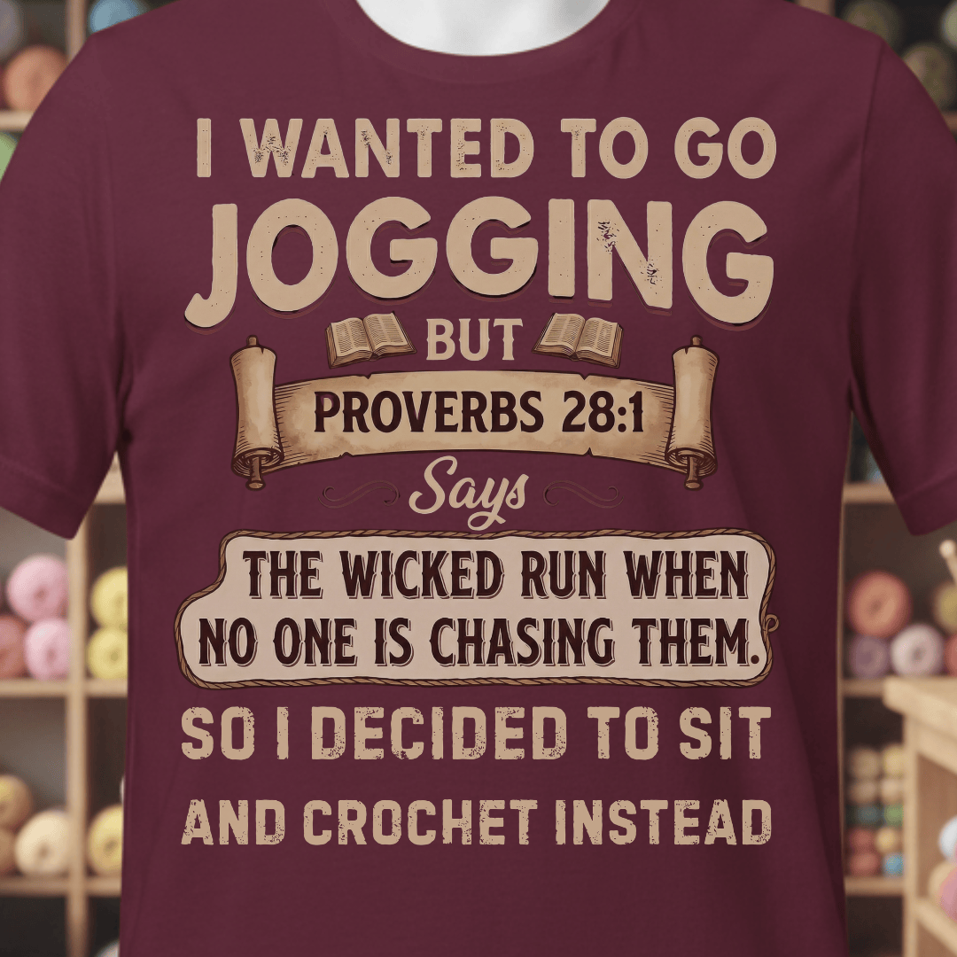 Proverb 28:1 (Crochet) T-Shirt Maroon / XS