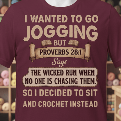 Proverb 28:1 (Crochet) T-Shirt Maroon / XS
