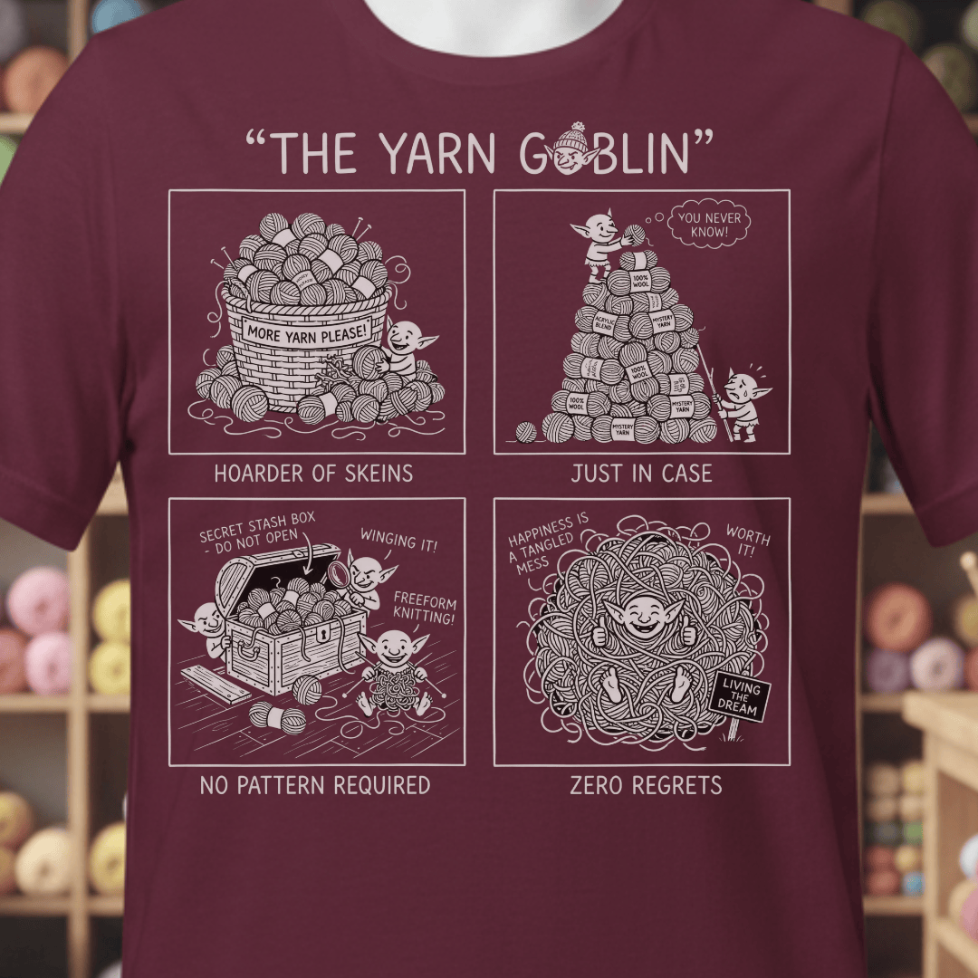 The Yarn Goblin T-Shirt Maroon / XS