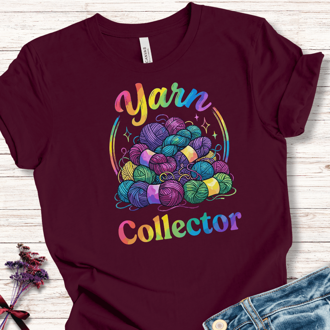 Yarn Collector - Rainbow T-Shirt Maroon / XS