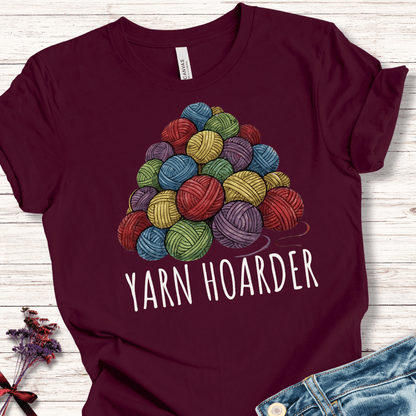 Yarn Hoarder Pile T-Shirt Maroon / XS
