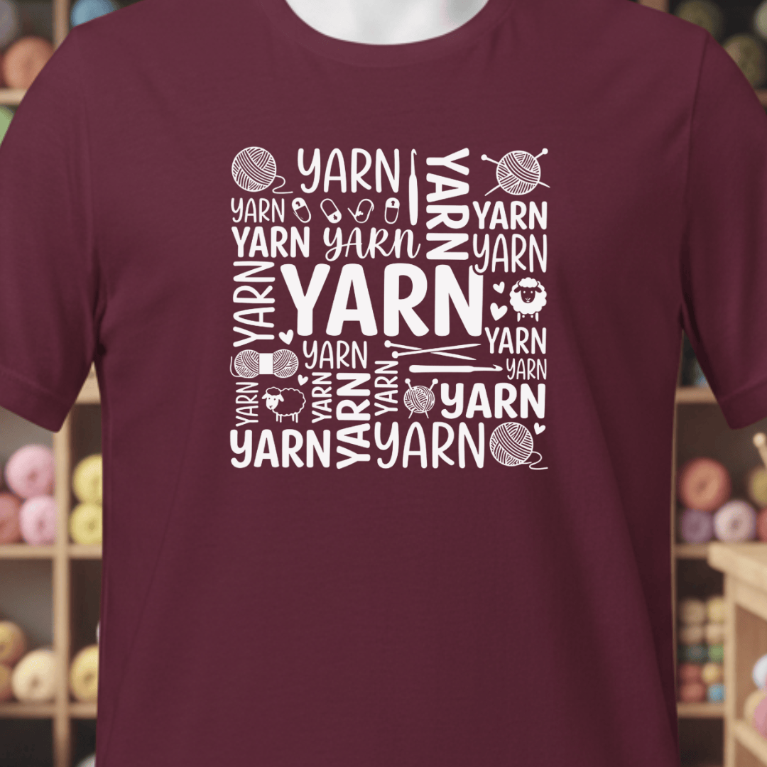 Yarn Word T-Shirt Maroon / XS
